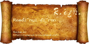 Reményi Áron névjegykártya